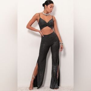 Lucy in the Sky Manhattan Shimmer Black Two-Piece‎ Festival Set Size Small